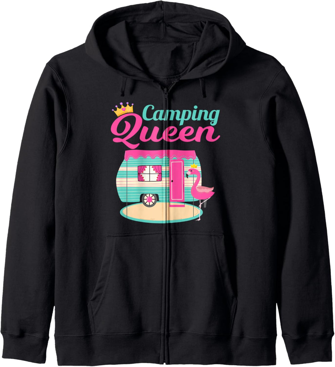Camping Queen Camping Fan Flamingo und Krone Kapuzenjacke