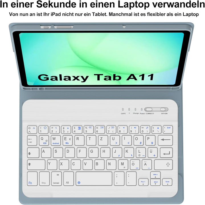 Tastatur für Samsung Galaxy Tab A11 8.7 Zoll 2025/A9 2023, Hülle mit Tastatur für Samsung Tab A11 Ma