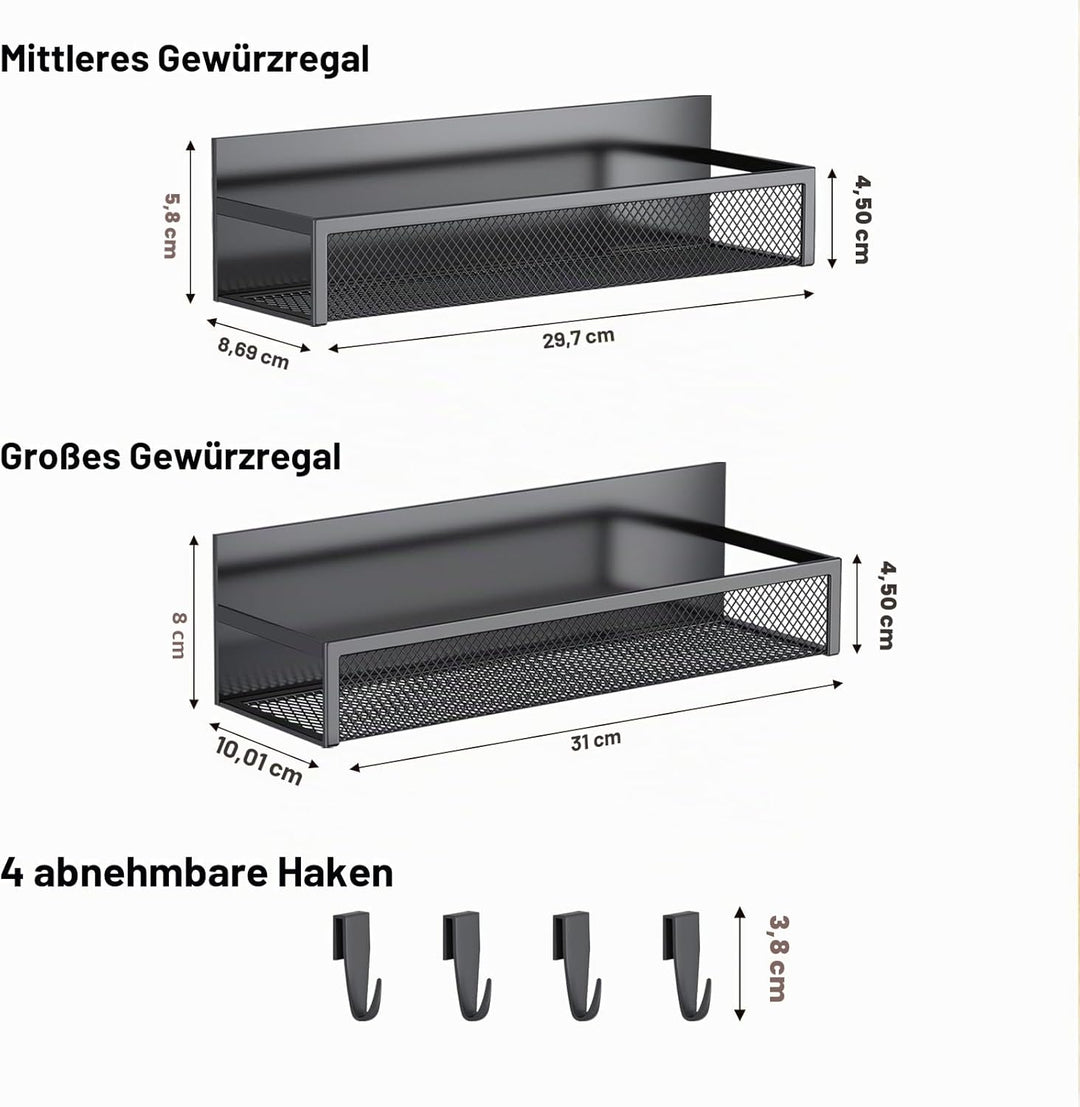 Magnetisches Gewürzregal für Kühlschrank, 2 Pack Magnetregal, Kühlschrank Magnet Organizer mit beweg
