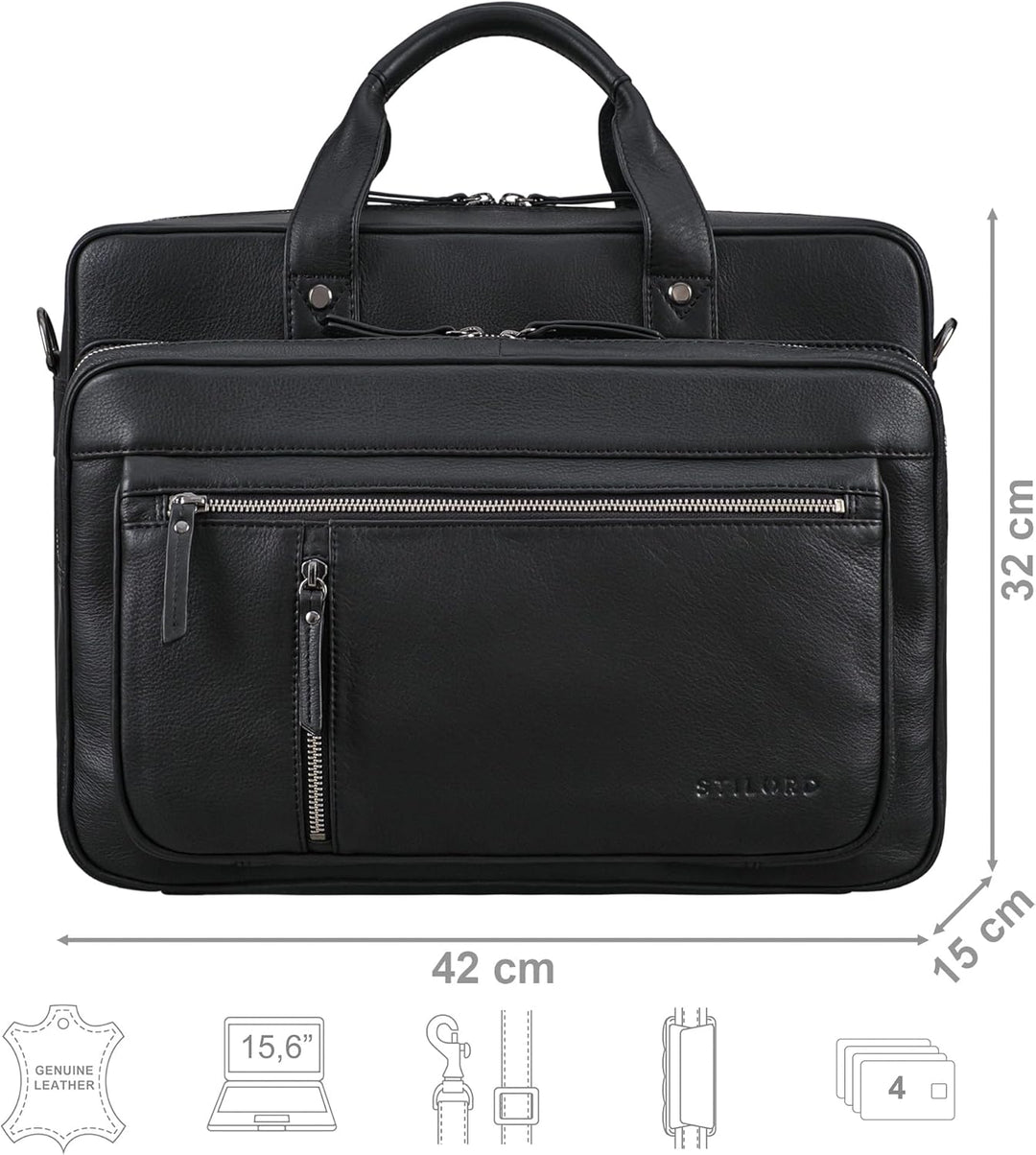 STILORD "Ace Aktentasche Leder Herren Damen Gross Business Tasche Echtleder Vintage für Laptop 15,6