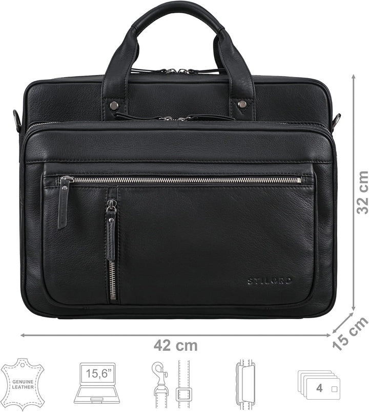 STILORD "Ace Aktentasche Leder Herren Damen Gross Business Tasche Echtleder Vintage für Laptop 15,6
