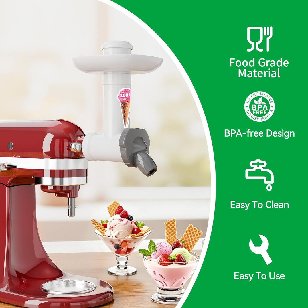 Eismaschine Aufsatz für Kitchenaid Standmixer, Fruchteismaschine Aufsatz, Softeismaschine BPA-freien