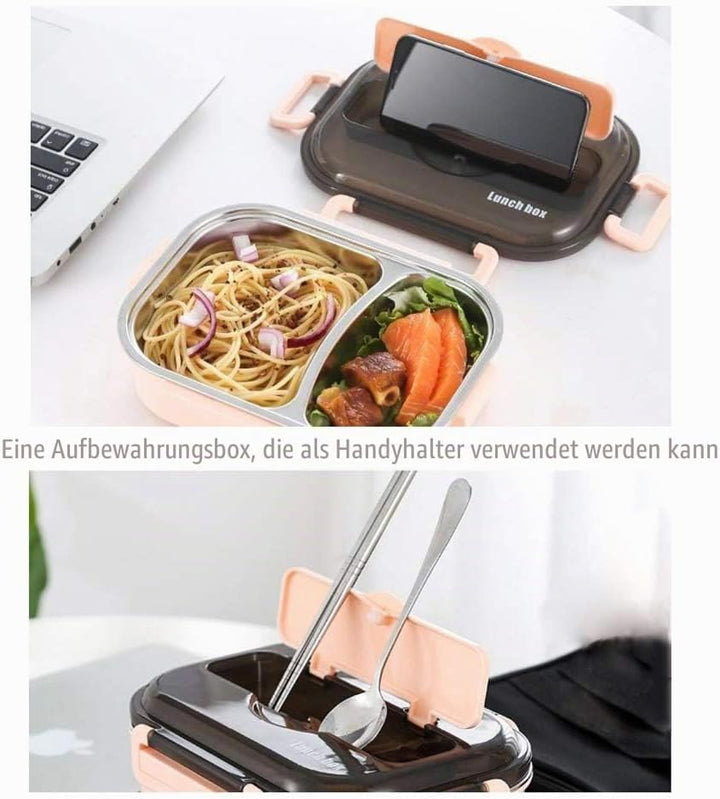 Brotdose aus Edelstahl,Lunchbox mit 2/3/4/5 Fächern,mit Stäbchen und Löffel,Bento Box zum Wandern/Re