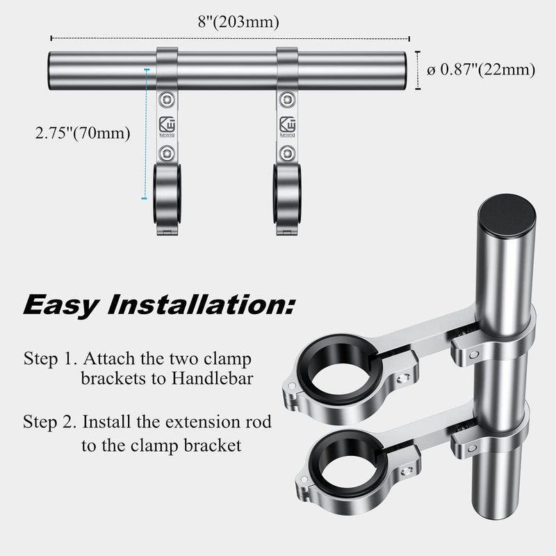 BRCOVAN Aluminiumlegierung Lenker Erweiterung für Fahrrad & Motorrad, Lenkerverlängerung mit Doppelt