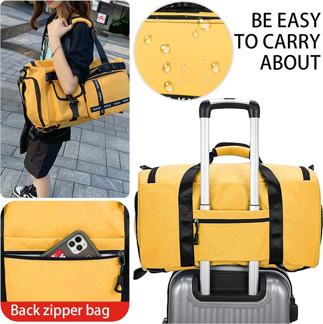Reisetasche Damen Herren, 65L Wasserabweisende Sporttasche, Large Capacity Reise Tasche Gym Bag, mit