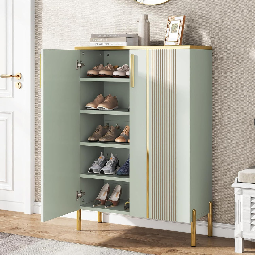 LITTLE TREE Schuhschrank, 5-stufiger Schuhschrank mit 2 Türen, freistehender Schuhregal Schuhkommode
