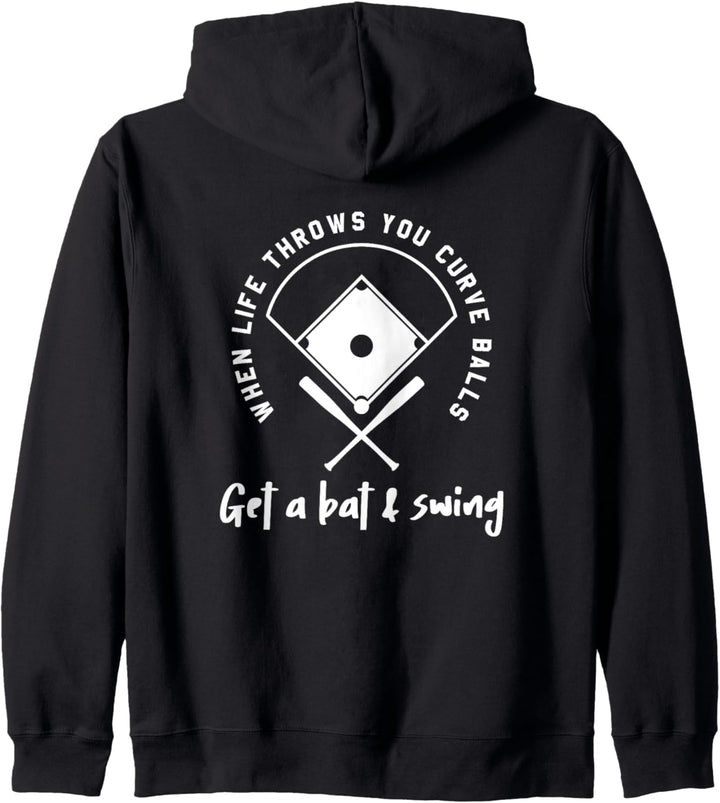 Life Throws Curve Balls Swing / Baseball Zitat Spieler, Fans Kapuzenjacke