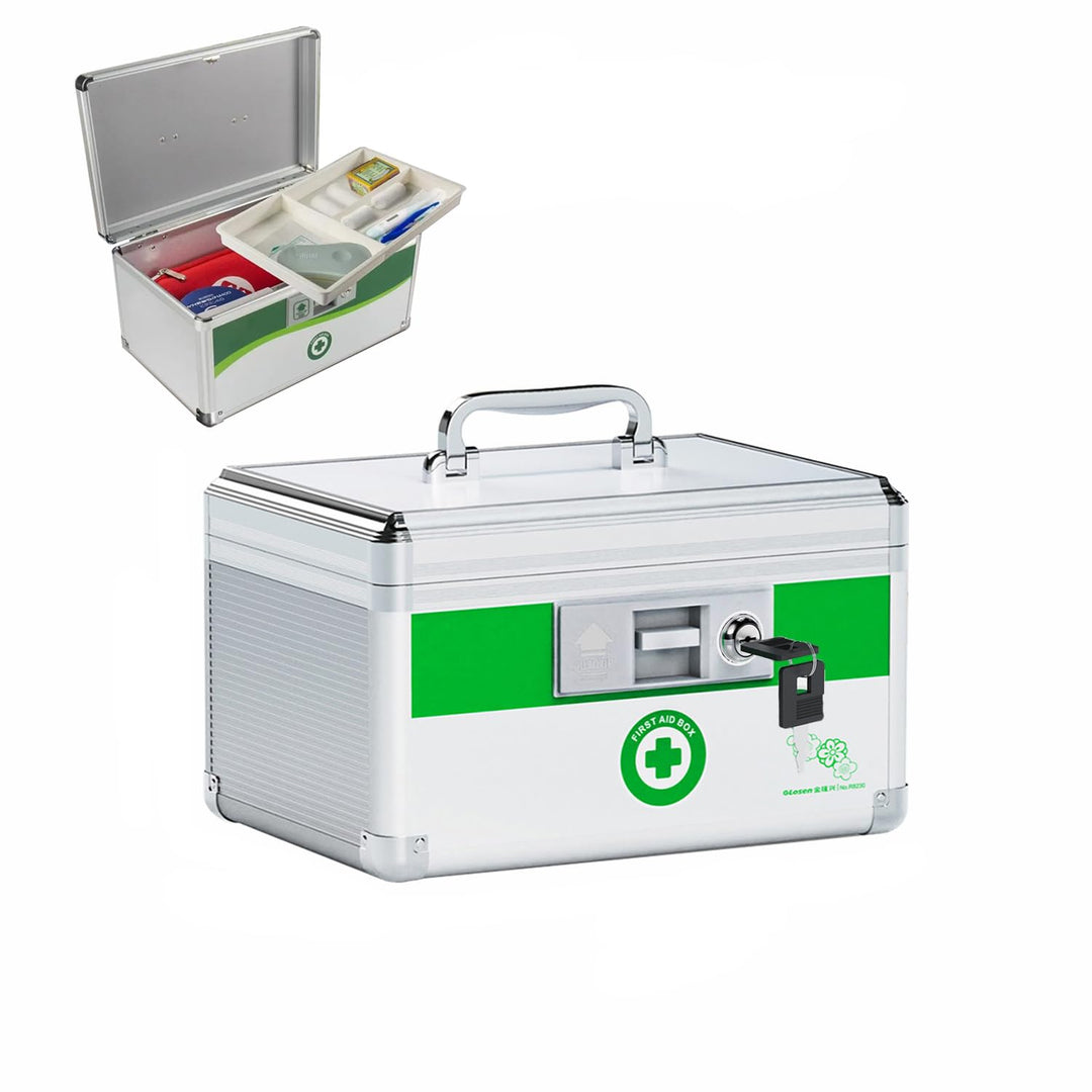 Werschliessbare Medikamentenbox, Medikamentenkoffer, Portable Erste-Hilfe Koffer mit Tragegriff, Med