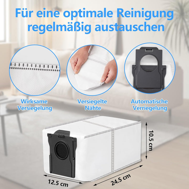 12 Stück Kohlestaubbeutel für Dreame L10s Ultra Gen 2, L10s Pro Ultra Heat, Aqua10 Ultra, X30/X40/X5
