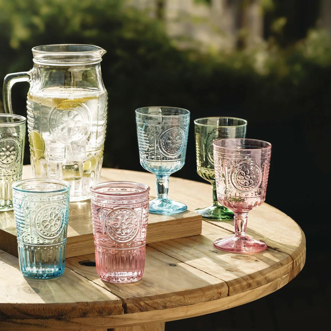 Bormioli Rocco 090789 Glas, Romantic, Blau, 4 Stück 4 Stück (1er Pack) Blau, 4 Stück (1er Pack) Blau