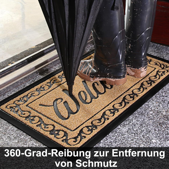 Yimobra Fussmatte Aussen, 75 x 43 cm, rutschfest, Wetterfest, Waschbar, Wellcome Schmutzfangmatte fü