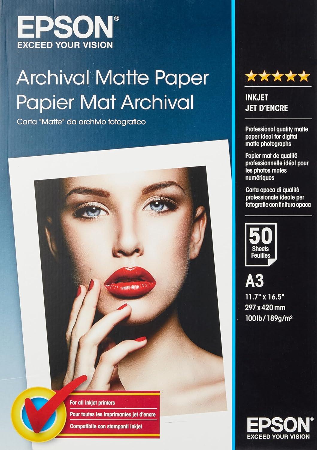 Epson C13S041344 Matte archival papier inkjet 189g/m2 A3 50 Blatt Pack