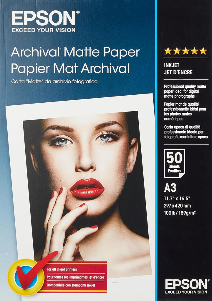 Epson C13S041344 Matte archival papier inkjet 189g/m2 A3 50 Blatt Pack