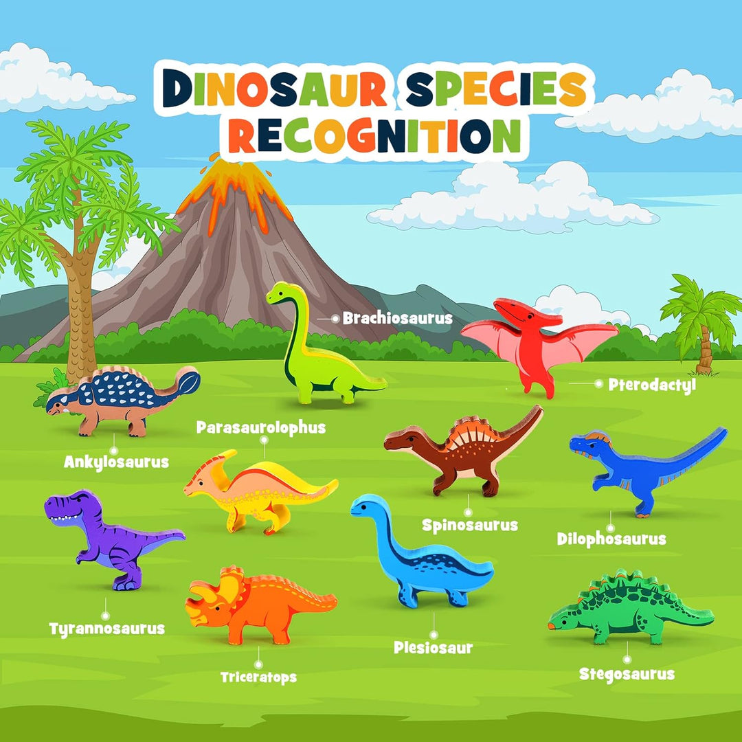 DejaNard Dinosaurier-Stapelspielzeug aus Holz, Montessori Spielzeug & Weihnachts-Geschenke für Kinde