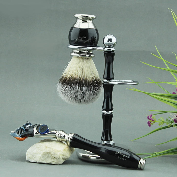 Haryali London Rasierset für Herren im handgefertigten Lederetui, 5-in-1 Rasierhobel Set, inkl. Rasi