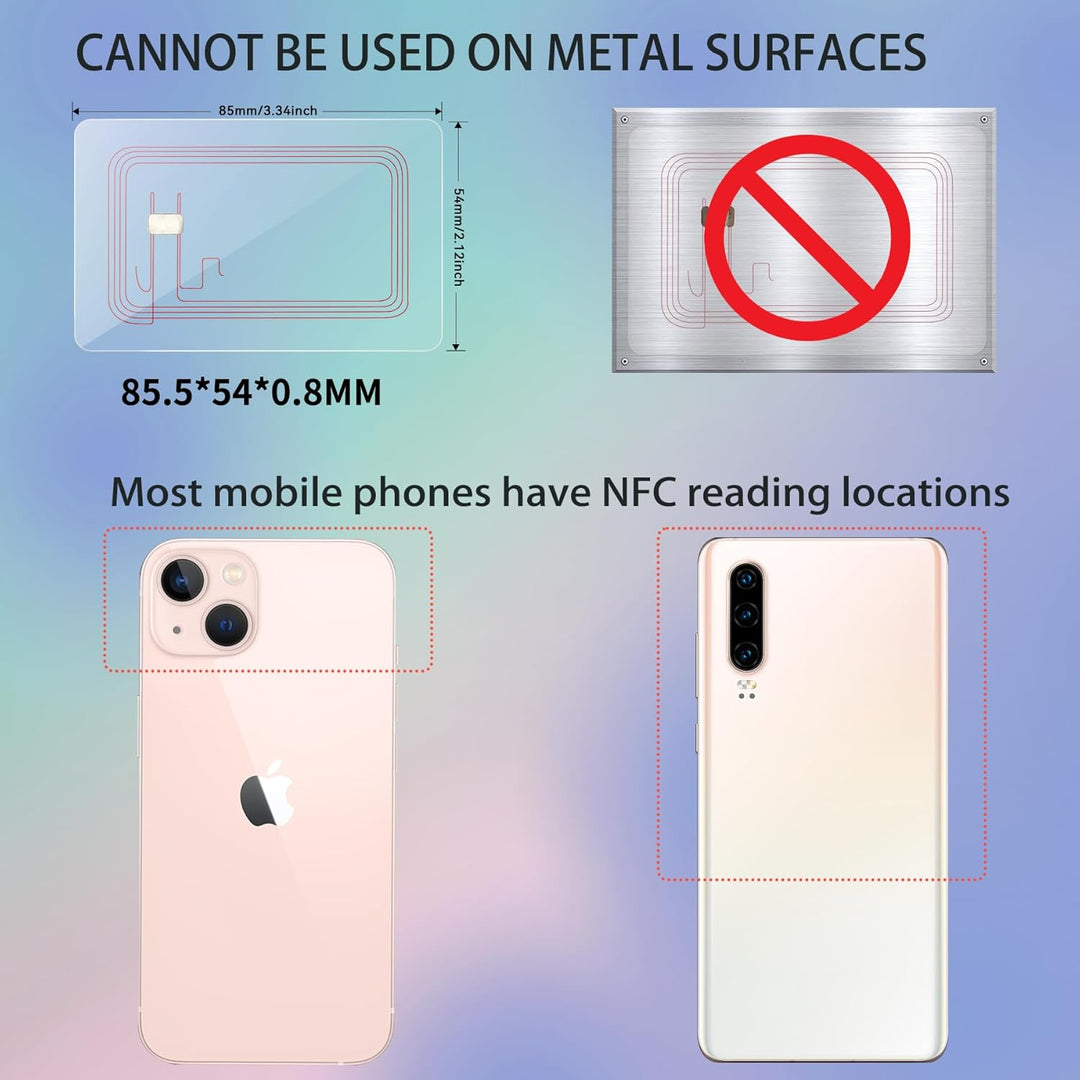 30PCS NFC Tags NTAG215 Transparente Karten, Programmierbare NFC 215 Tag Karten Rewritable CR80, 504