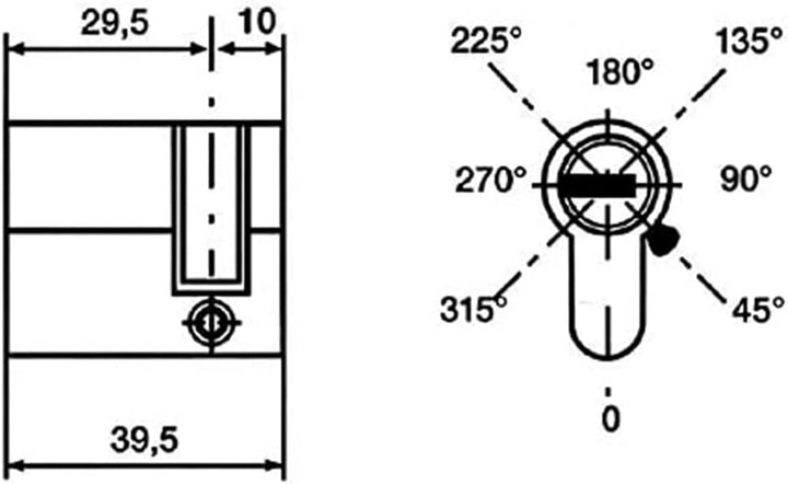 BRICARD Serial XP 10 + 30 Halbzylinderschloss vernickelt 18006 mit Knopf 40 = 10+30 Acier Nickelé, m
