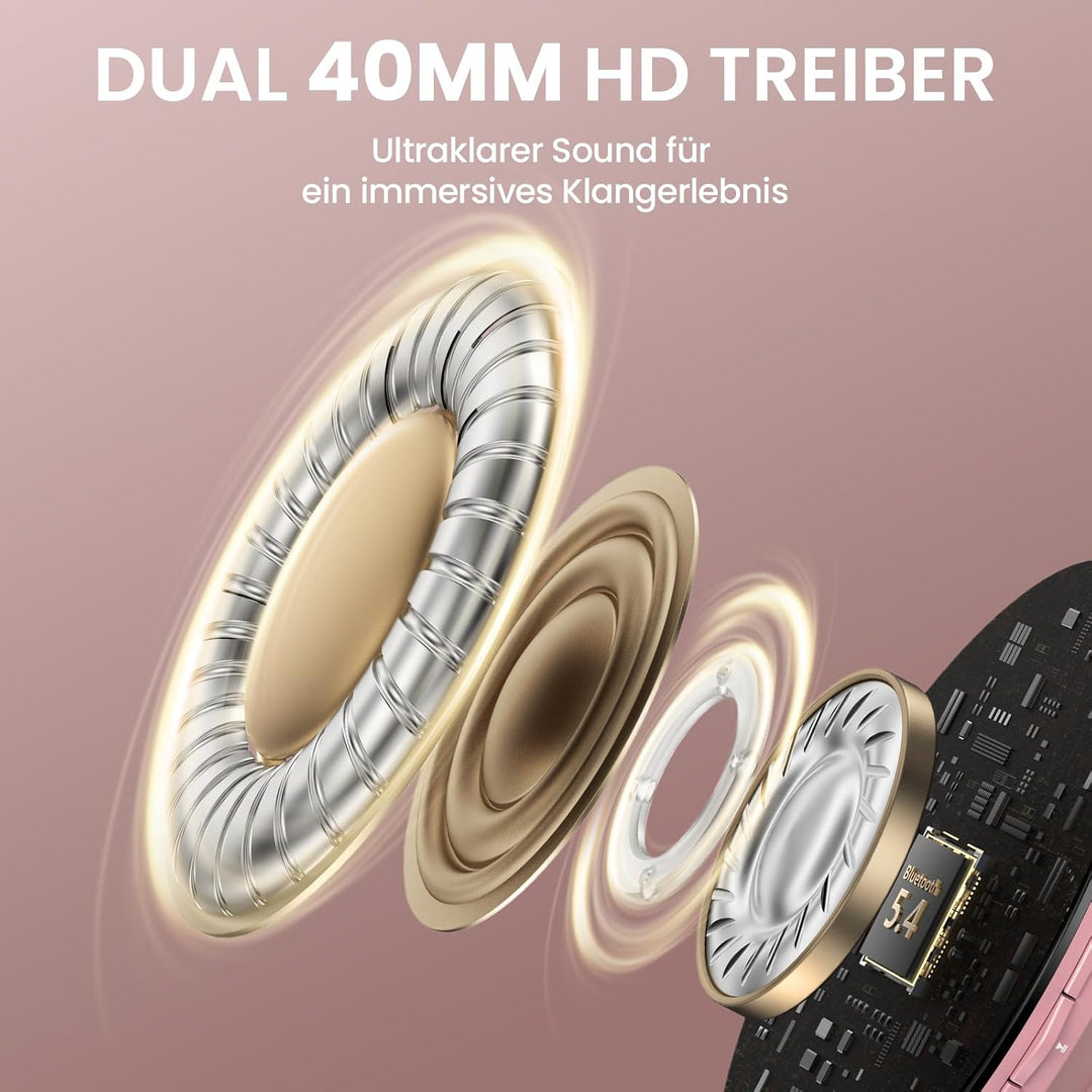 DOQAUS Bluetooth Kopfhörer Over Ear, Bis zu 90 Std Kabellose Kopfhörer mit 3 EQ-Modi, HiFi Stereo Fa