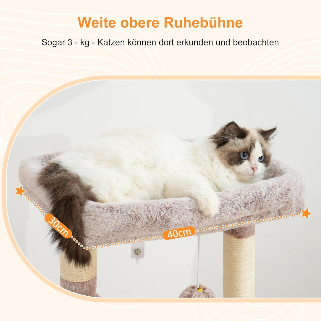 Heybly Kratzbaum, Katzenbaum mit Extra Grossem, Weichem Katzenkorb, Katzenkratzbaum mit Geräumigem K