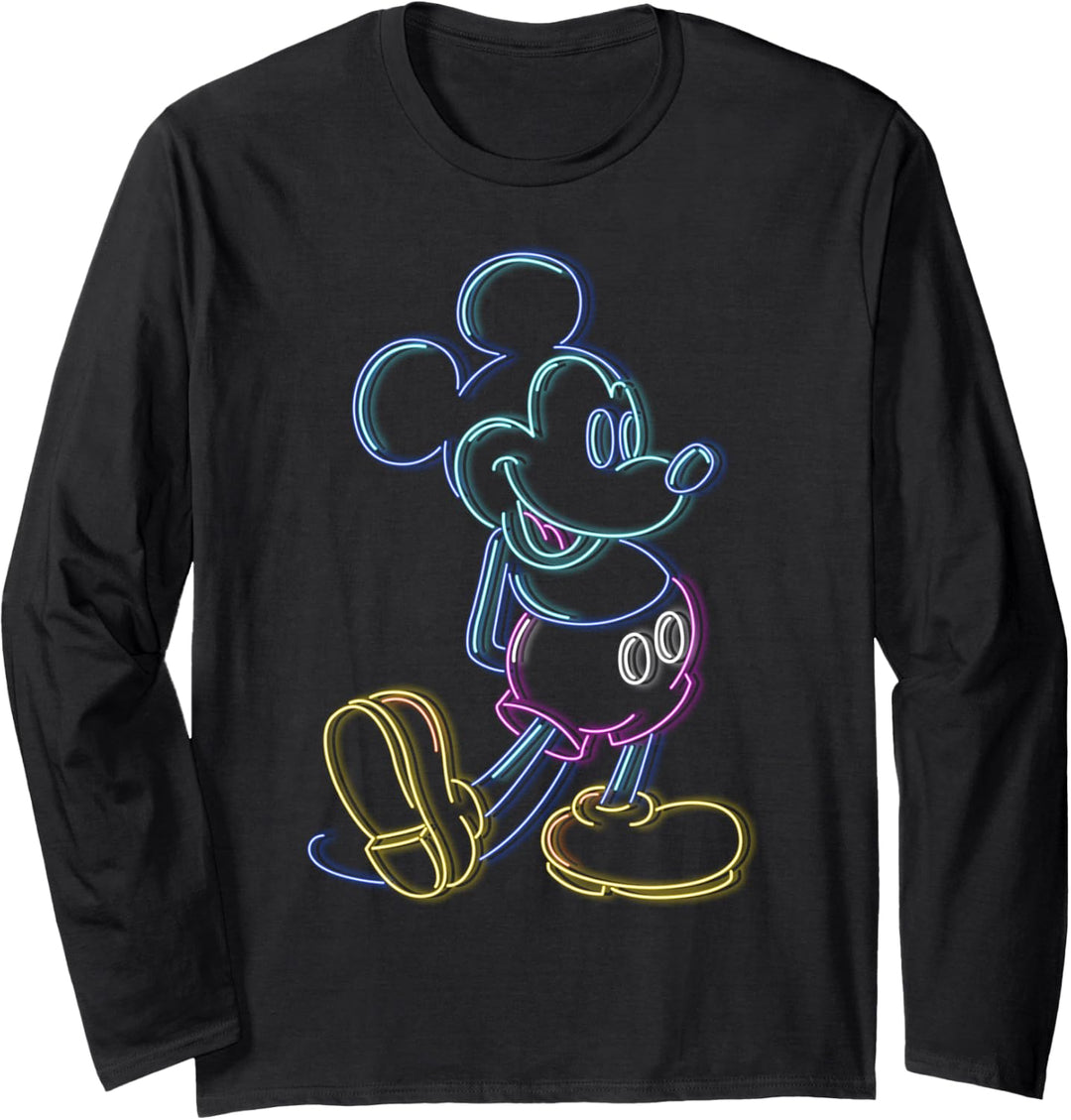 Disney Mickey & Friends Micky Neon Line Porträt Langarmshirt
