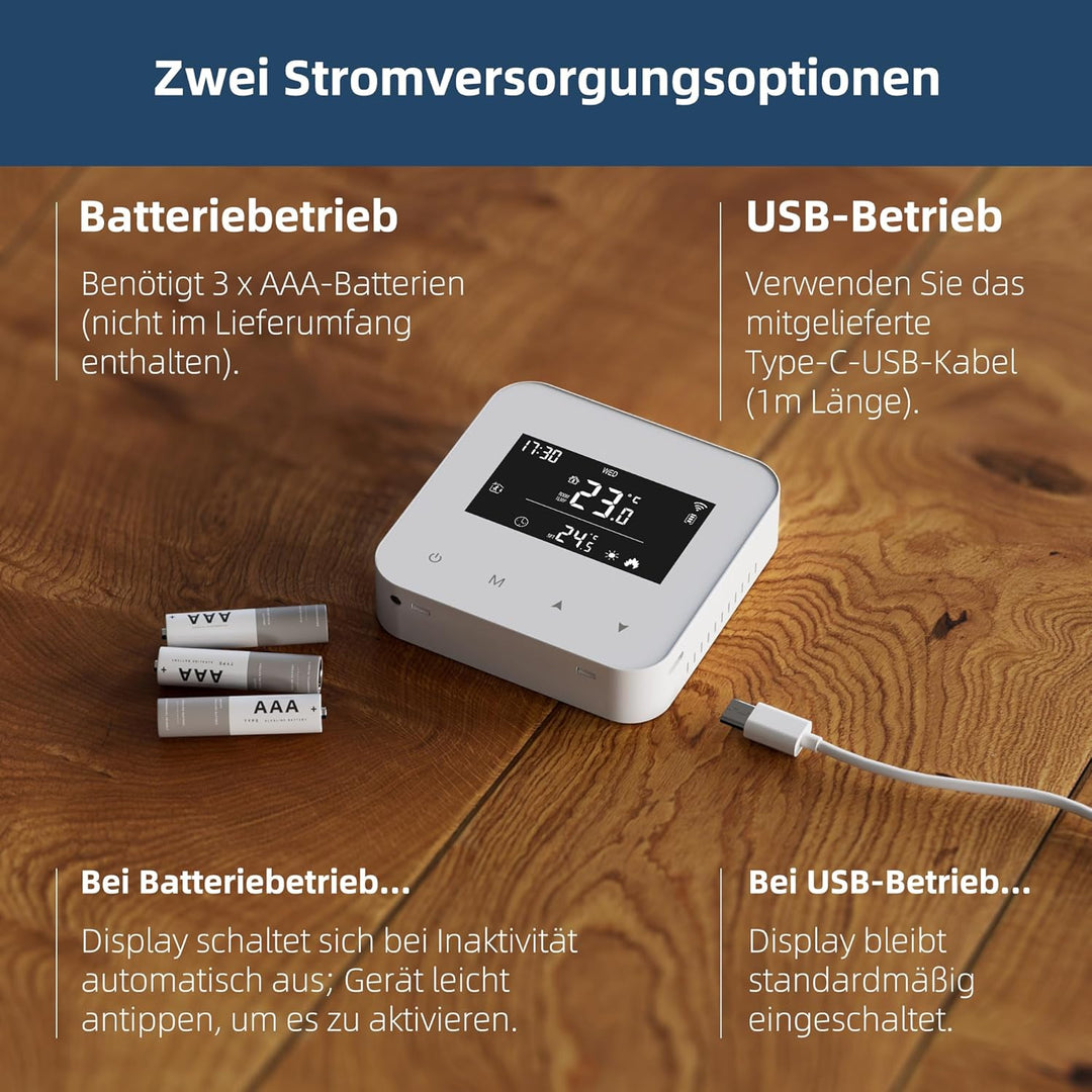 Beok WiFi Thermostat Für Gaskessel, Tuya Smart Raumthermostat Thermostate Heizung Digital LCD-Anzeig