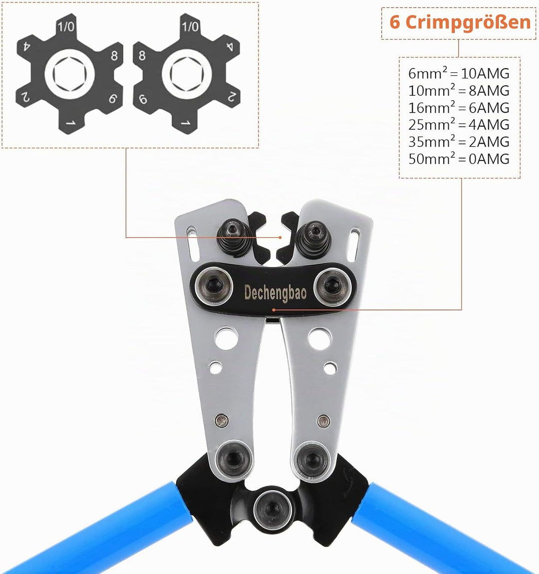 Batteriekabelschuh-Crimpwerkzeug von6-50mm²（ AWG 8-1/0） mit Kabelschneider(HX50B crimper kit) HX50B