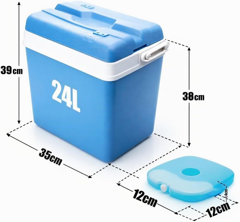 BigDean Kühlbox 24 Liter Set inkl. 6 Kühlakkus, blau/weiss, ohne Strom, bis zu 11 Std. Kühlung, Made