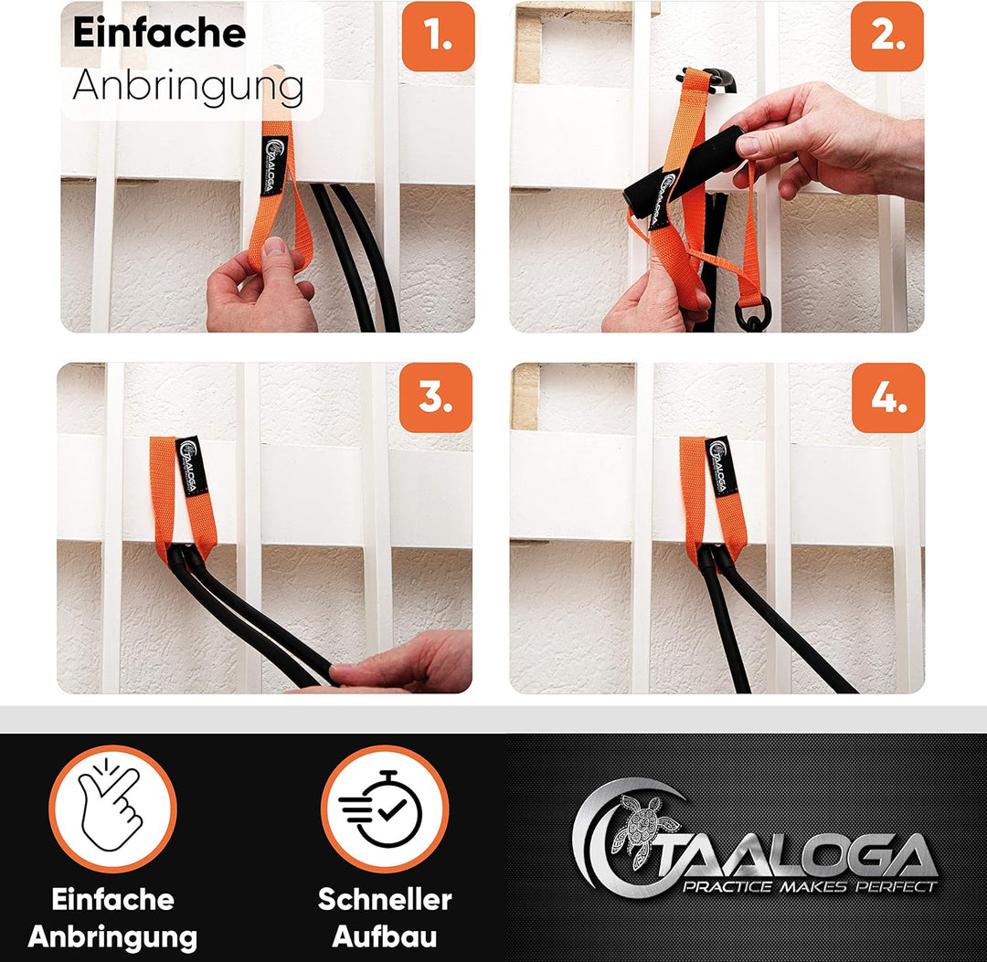 TAALOGA® 2in1 Zugseil Schwimmen I Schwimmtraining I Zugseiltraining mit Handpaddles und Griffen
