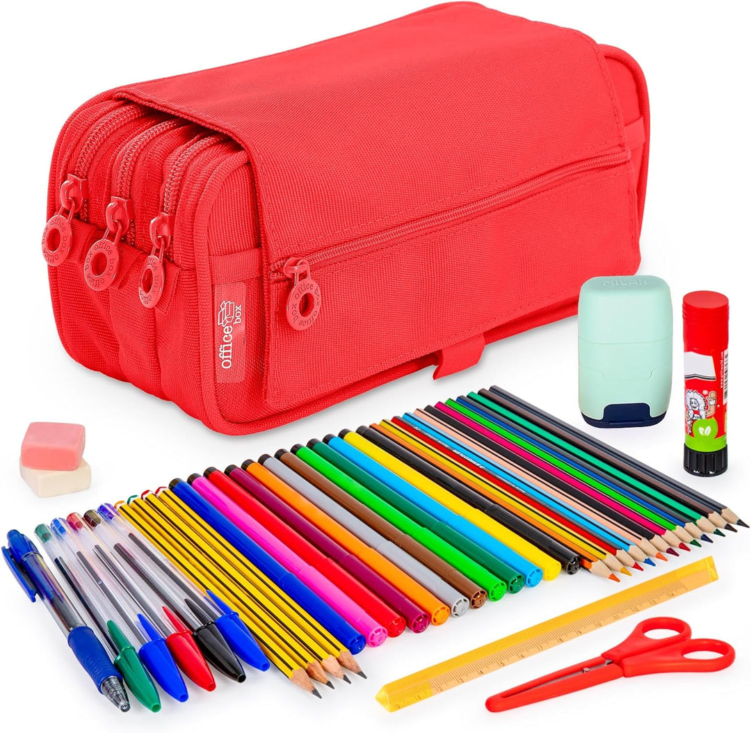 ColePack – Federmäppchen für die Schule, 3 Fächer, dreifaches Mäppchen mit erstklassigem Material, D