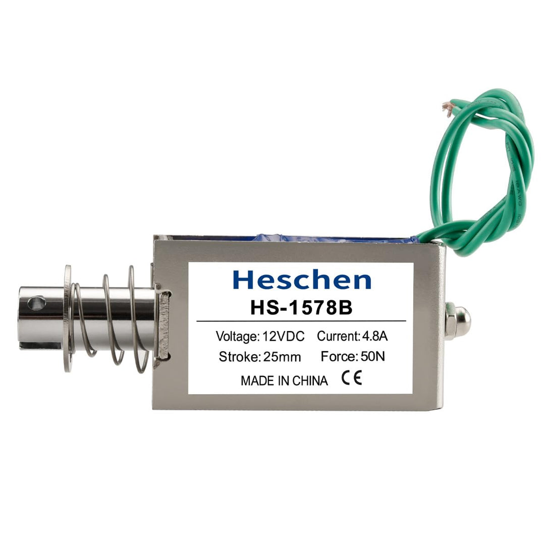 Heschen Magnet-Elektromagnet, HS-1578B, DC12 V, 4,8 A, 25 mm Hub, Kraft 50 N, Push-Pull-Typ, offener