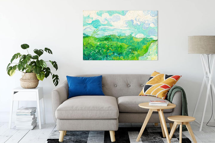 Vincent Van Gogh - Feld mit grünem Weizen als Leinwandbild / Grösse: 100x70 cm / Wandbild / Kunstdru