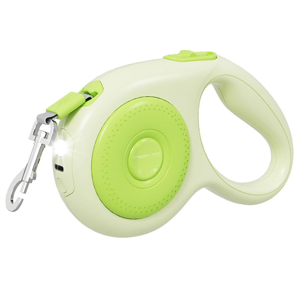 Einziehbare Hundeleine, 5m, Robuste Hundeleine aus Nylon mit LED-Licht, 360° Verwicklungssicher, Aus