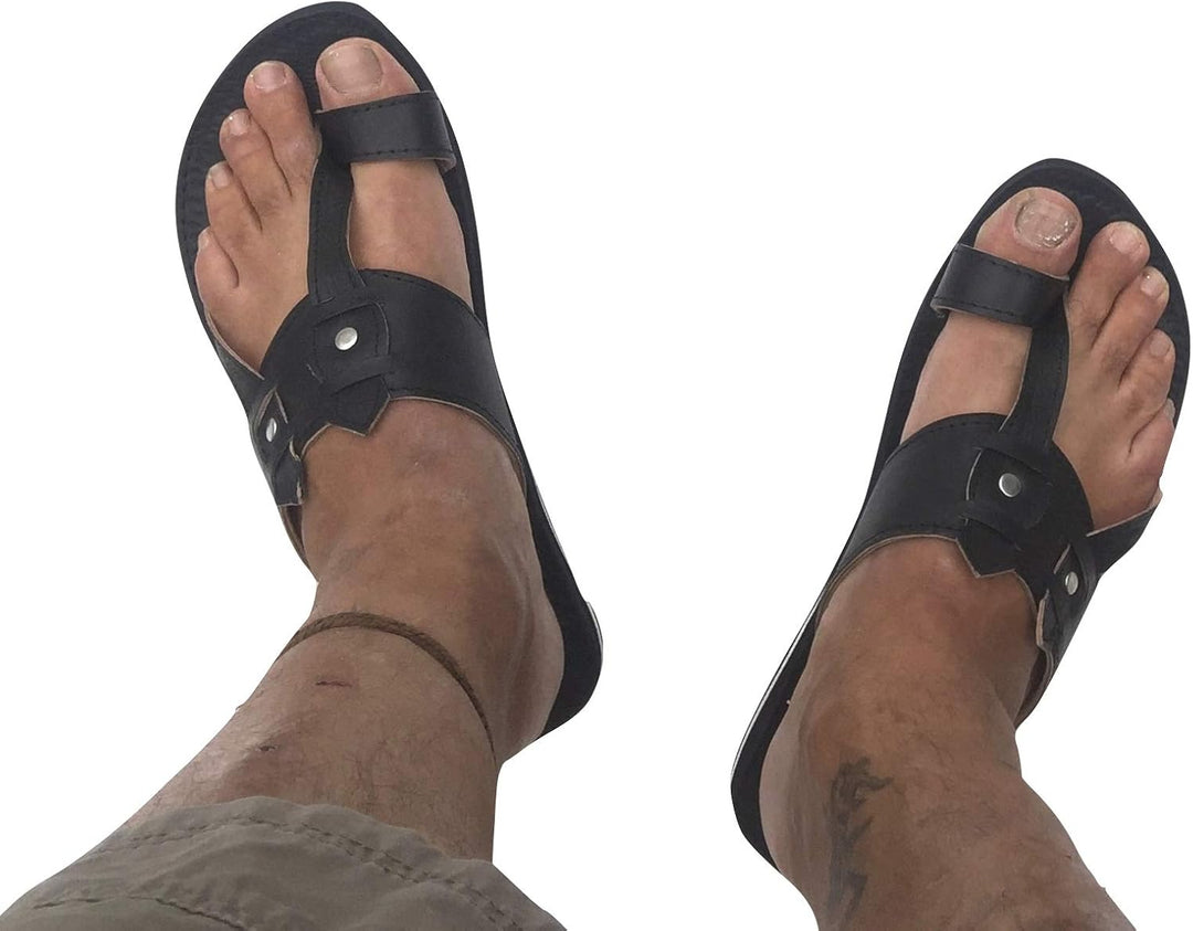 LaRocco Ledersandalen Zehenring Zehentrenner Zehenschlaufe Echtleder Sandalen 2.a.b.m 43 EU Mattschw