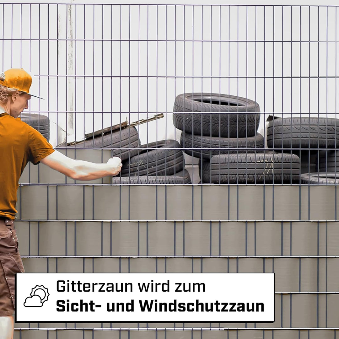 Zaunrebell - Sichtschutzstreifen aus PP - 252x19 cm für Doppelstabmattenzaun, Gittermattenzaun - Mad