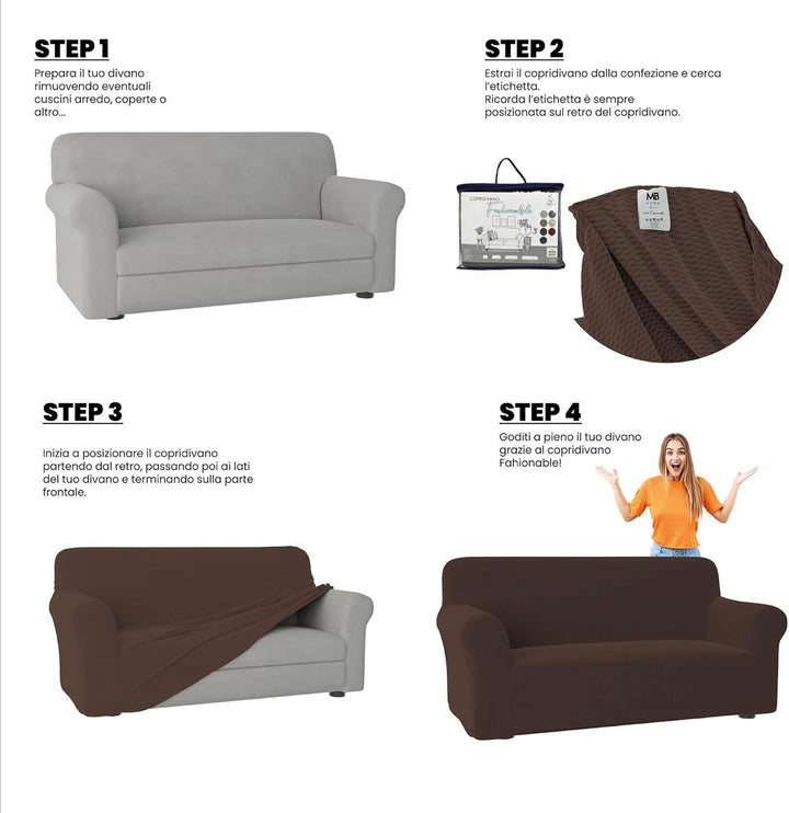 Sogni e capricci CD-FASH-MARRONE-2P “Fashionable” Sofa Abdeckung, Braun, 2 Plätze Braun 2 Plätze, Br