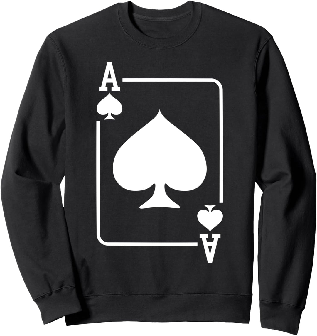 Ace of Spades Spielkarte Halloween Kostüm weisser Text Sweatshirt