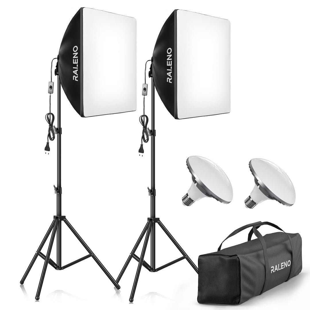 RALENO Softbox Kit, 85W CFL Softbox, daurlicht vdieo licht Fuer YouTube/INS Photografieren PS30, PS3