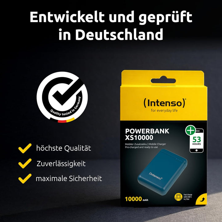 Intenso Powerbank XS10000 – 10.000 mAh – Kompakter externer Akku für iPhone, Smartphone, Tablet & Ka