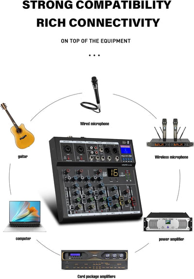 Weymic F7-Pro Professioneller Mixer | 7-Kanal 2-Bus Mischpult/w USB-Audio-Schnittstelle für Aufnahme