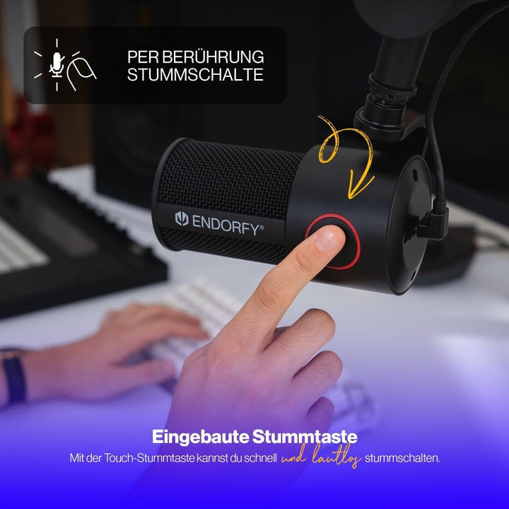 ENDORFY Solum Studio, Studio Quality high-Resolution Recording, tap-to-Mute with Ring LED Indicator,