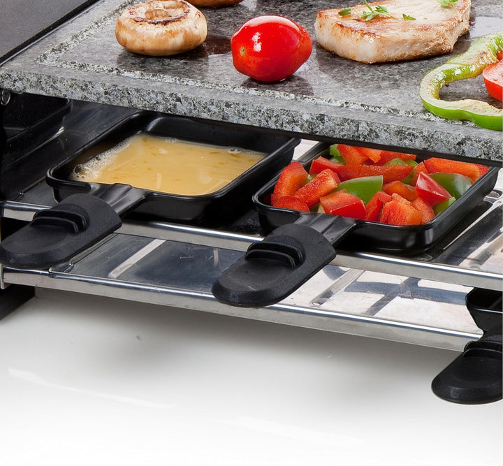 Domo DO9186G Raclette Steingrill, Petrus, Schwarz/Silber
