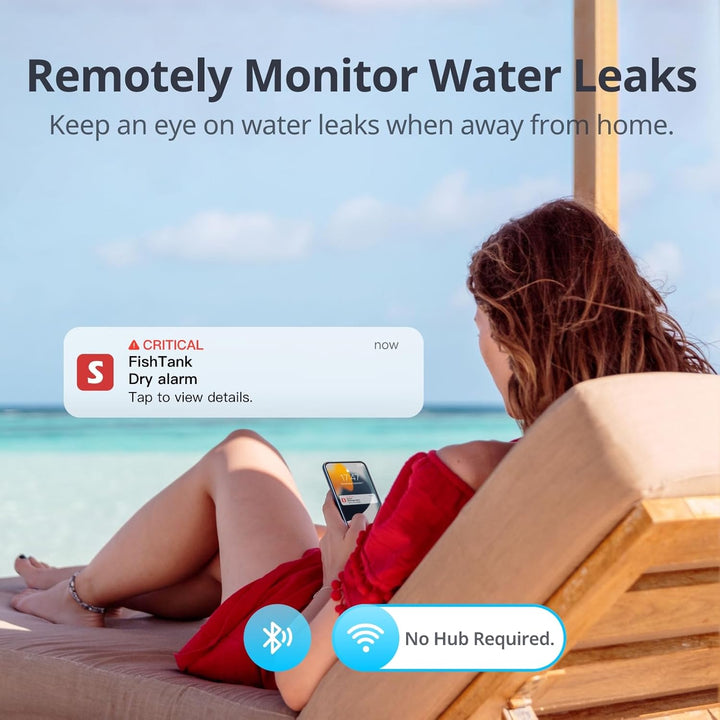 SwitchBot WLAN Wassermelder kein Hub erforderlich(nur 2.4G), Smart Wassersensor 100dB Einstellbarer
