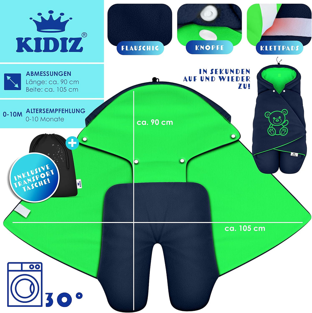 KIDIZ® Baby Einschlagdecke Babyschale Winter Herbst Babydecke mit Tasche Universal Fusssack kompatib