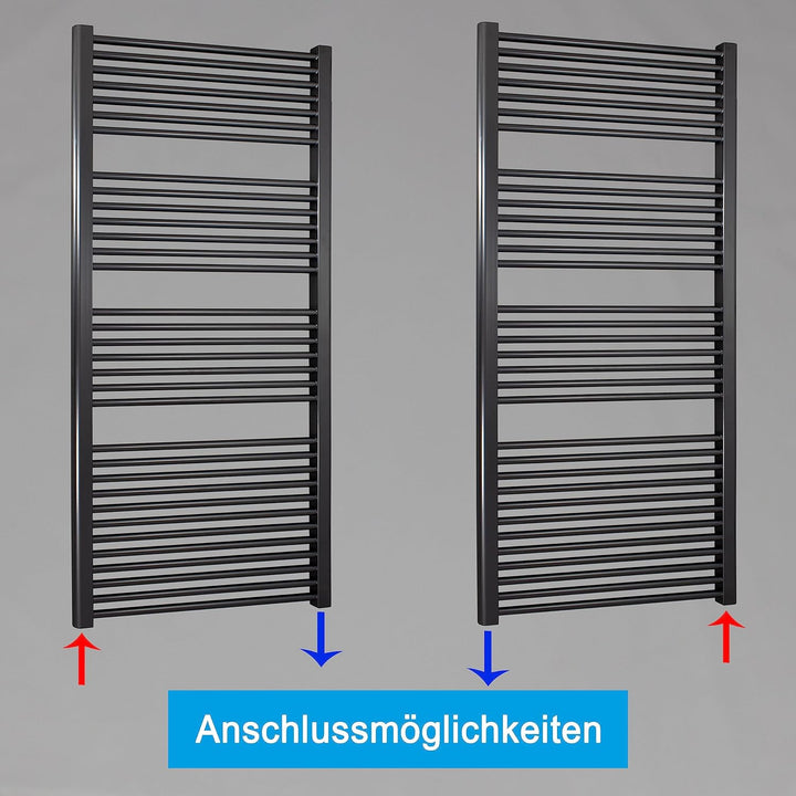 Heizkörper Badheizkörper Handtuchwärmer mit Seitenanschluss unten anthrazit (1732 x 500 mm) (773 Wat