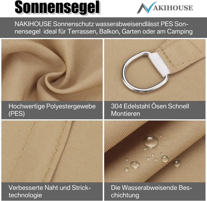 Sonnensegel inkl 24er Befestigung Kit,3x3x3m Wasserdichter Sonnenschutz Dreieck Sonnenschirm Aussenü