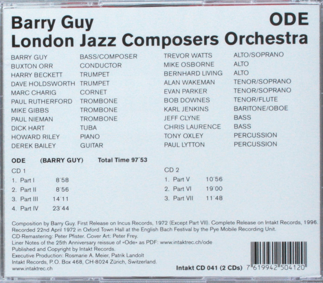 Ode, Audio-CD