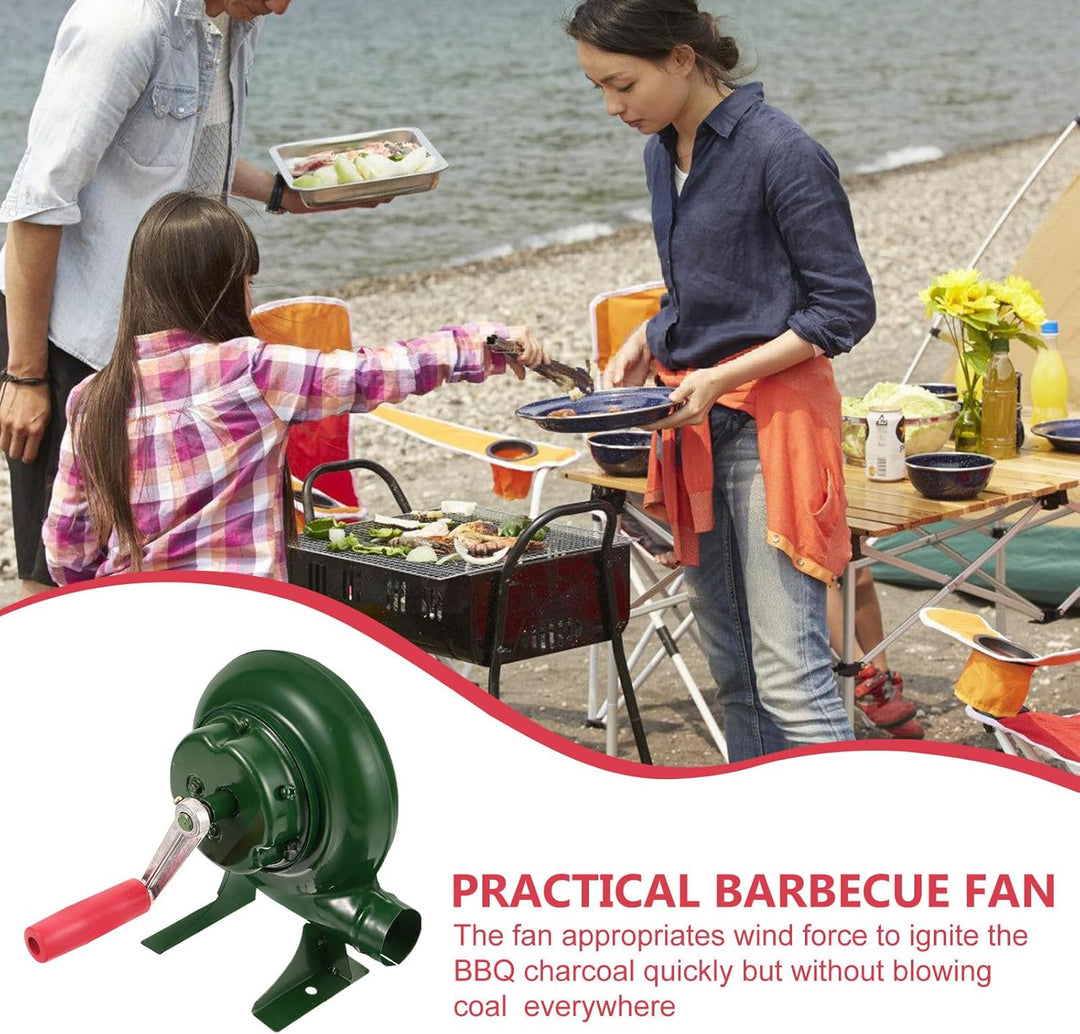 Yardwe Handgebläse aus Stabilem Eisen mit Handkurbel Tragbarer Lüfter für Grill und Kamin Praktische