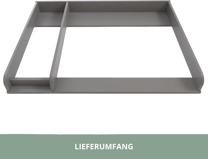 Wickelaufsatz für IKEA HEMNES Kommode – mit Trennfach, passgenau & einfach montiert (Grau, 108cm) Gr