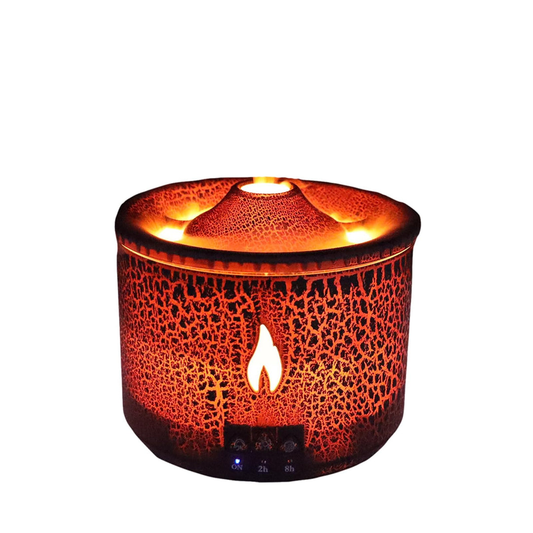 ThreeH Flammen-Vulkan Luftbefeuchter mit Aromadiffusor 2 Nebelmodi 7 Farben LED Für 20m² Räume