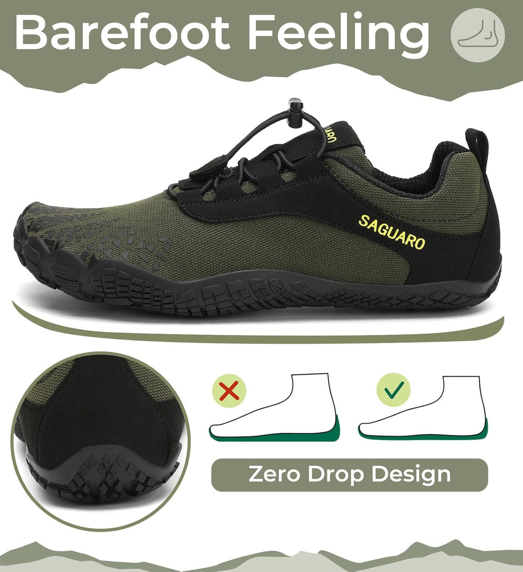 SAGUARO Barfussschuhe Herren Minimalistische Traillaufschuhe Damen Laufschuhe Outdoor Sport Fitnesss